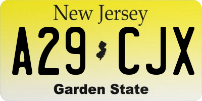 NJ license plate A29CJX