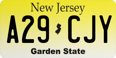 NJ license plate A29CJY
