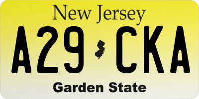 NJ license plate A29CKA