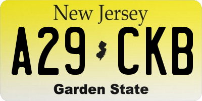 NJ license plate A29CKB