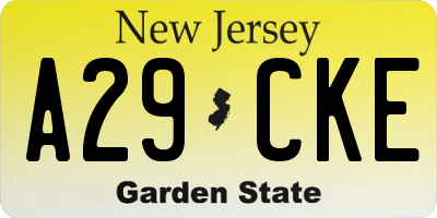 NJ license plate A29CKE