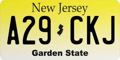 NJ license plate A29CKJ