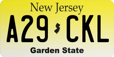 NJ license plate A29CKL