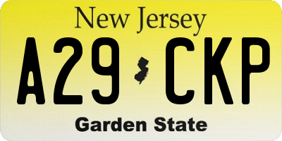 NJ license plate A29CKP