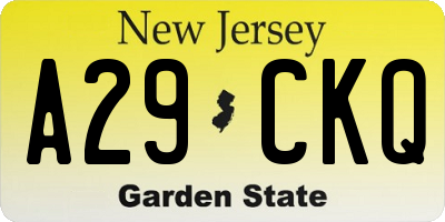 NJ license plate A29CKQ