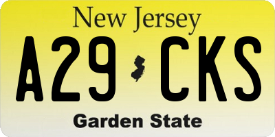 NJ license plate A29CKS