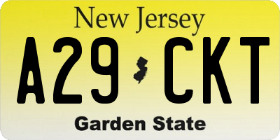 NJ license plate A29CKT