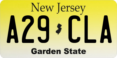 NJ license plate A29CLA