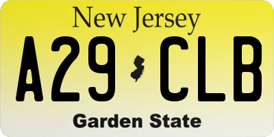 NJ license plate A29CLB
