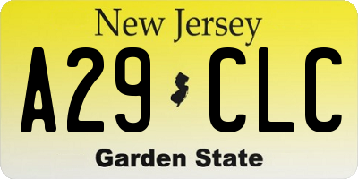 NJ license plate A29CLC