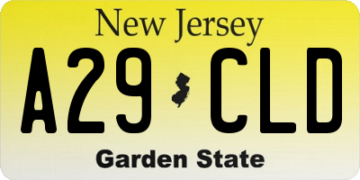 NJ license plate A29CLD