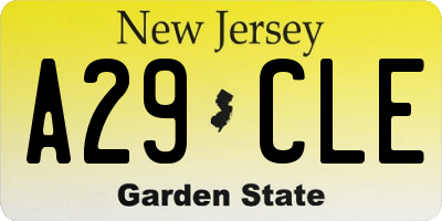 NJ license plate A29CLE