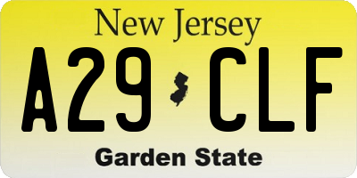 NJ license plate A29CLF