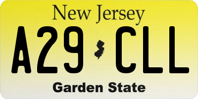 NJ license plate A29CLL