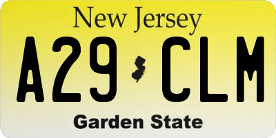 NJ license plate A29CLM