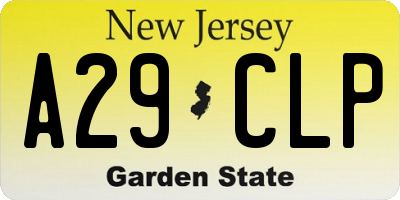 NJ license plate A29CLP