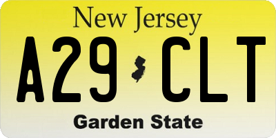 NJ license plate A29CLT