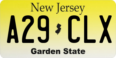 NJ license plate A29CLX
