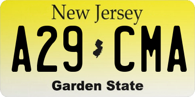 NJ license plate A29CMA