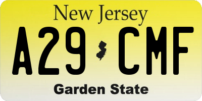 NJ license plate A29CMF