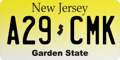 NJ license plate A29CMK