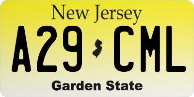 NJ license plate A29CML