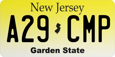 NJ license plate A29CMP