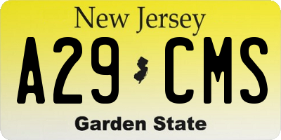NJ license plate A29CMS