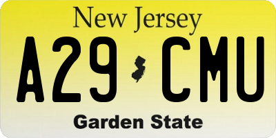 NJ license plate A29CMU