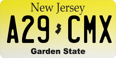 NJ license plate A29CMX