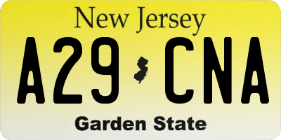 NJ license plate A29CNA