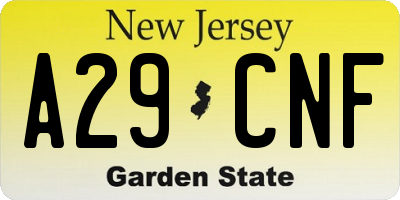 NJ license plate A29CNF
