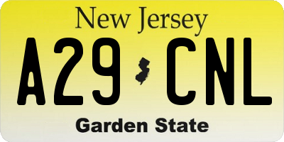 NJ license plate A29CNL