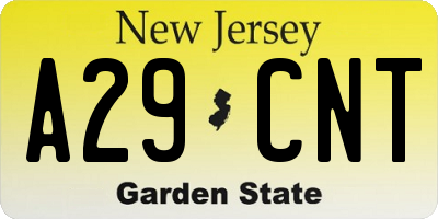NJ license plate A29CNT