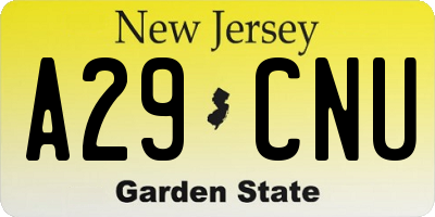 NJ license plate A29CNU