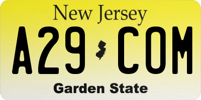 NJ license plate A29COM