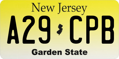 NJ license plate A29CPB