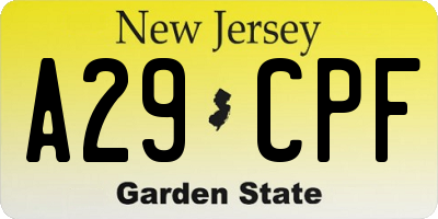 NJ license plate A29CPF