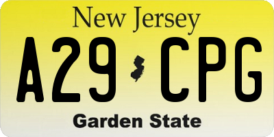 NJ license plate A29CPG