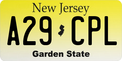 NJ license plate A29CPL