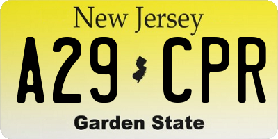 NJ license plate A29CPR