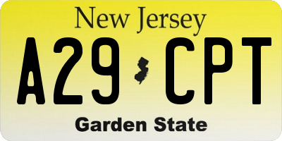 NJ license plate A29CPT