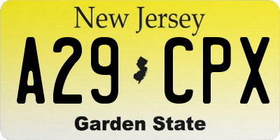 NJ license plate A29CPX