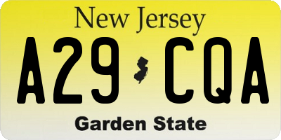 NJ license plate A29CQA