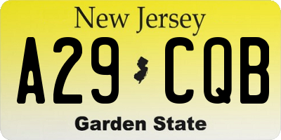 NJ license plate A29CQB