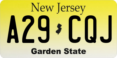 NJ license plate A29CQJ