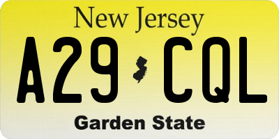 NJ license plate A29CQL