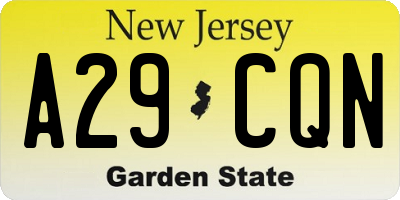 NJ license plate A29CQN