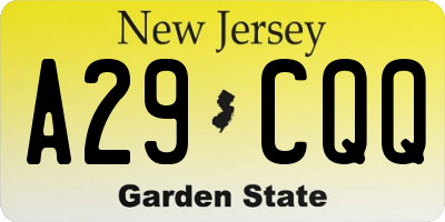 NJ license plate A29CQQ