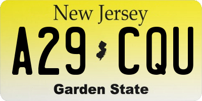 NJ license plate A29CQU